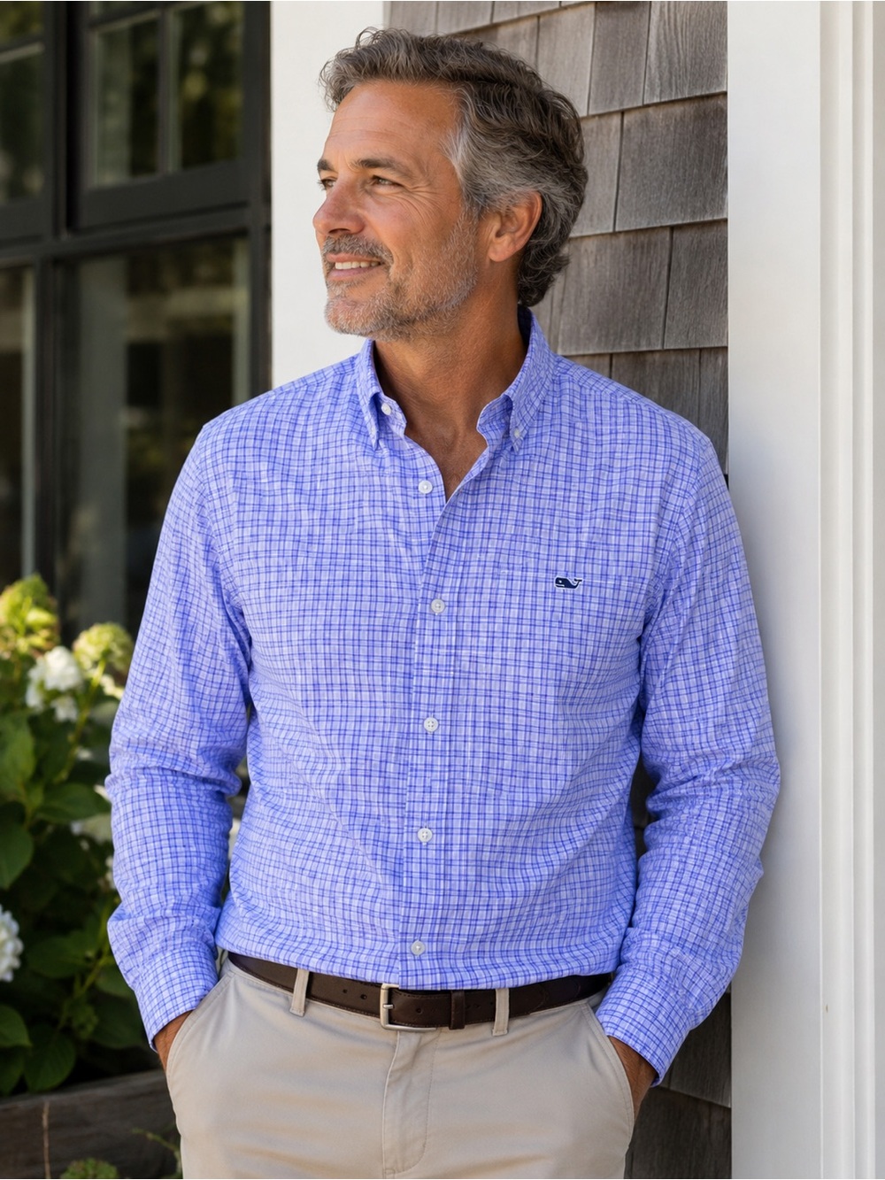 Vineyard Vines Performance Blue Plaid Button-Down Shirt